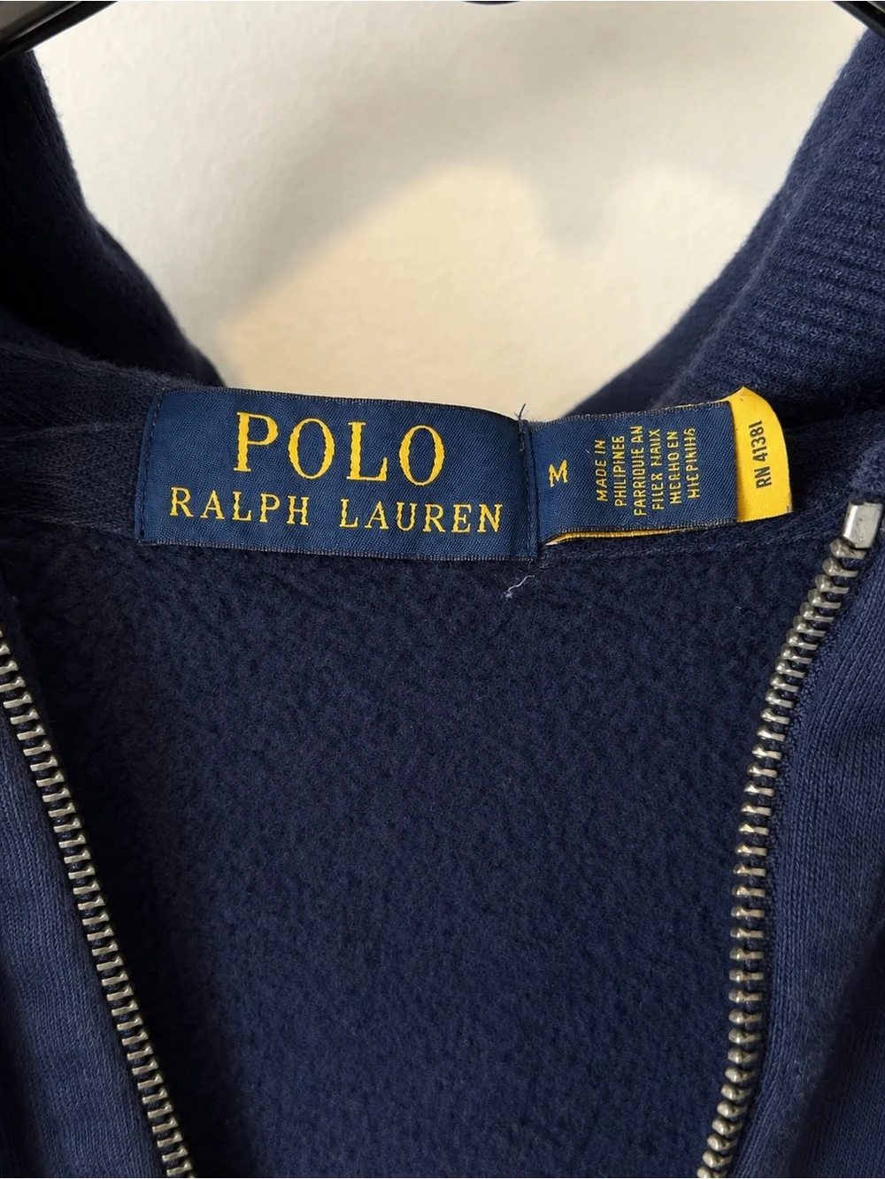 Ralph Lauren Navy Zip-Up Hoodie with Embroidered Pony